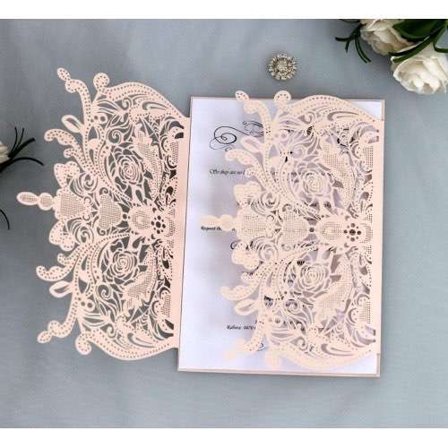 Pink Laser Invitation Card Holiday Greeting Card Christmas Thanksgiving Day